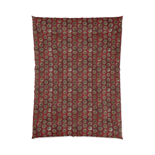 Majestic Crimson Daisies Comforter