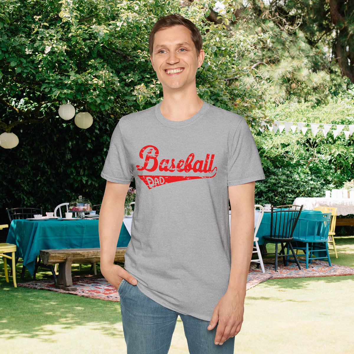 Baseball Dad (Grunge) Adult T-shirt