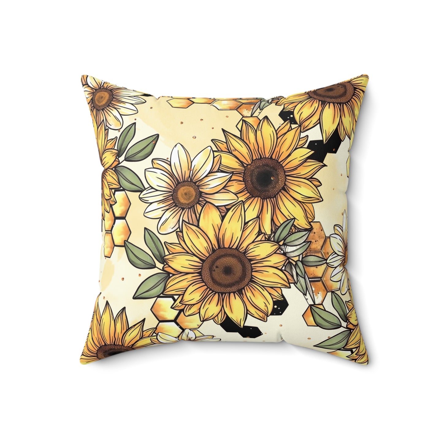 Honeycombs & Sunflowers Throw Pillow