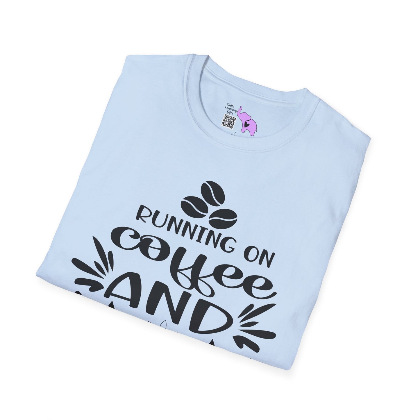 Running On Coffee And Sarcasm Adult T-shirt