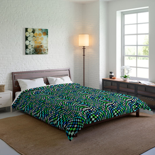 Warped Green Checkered Basic Bedding Set