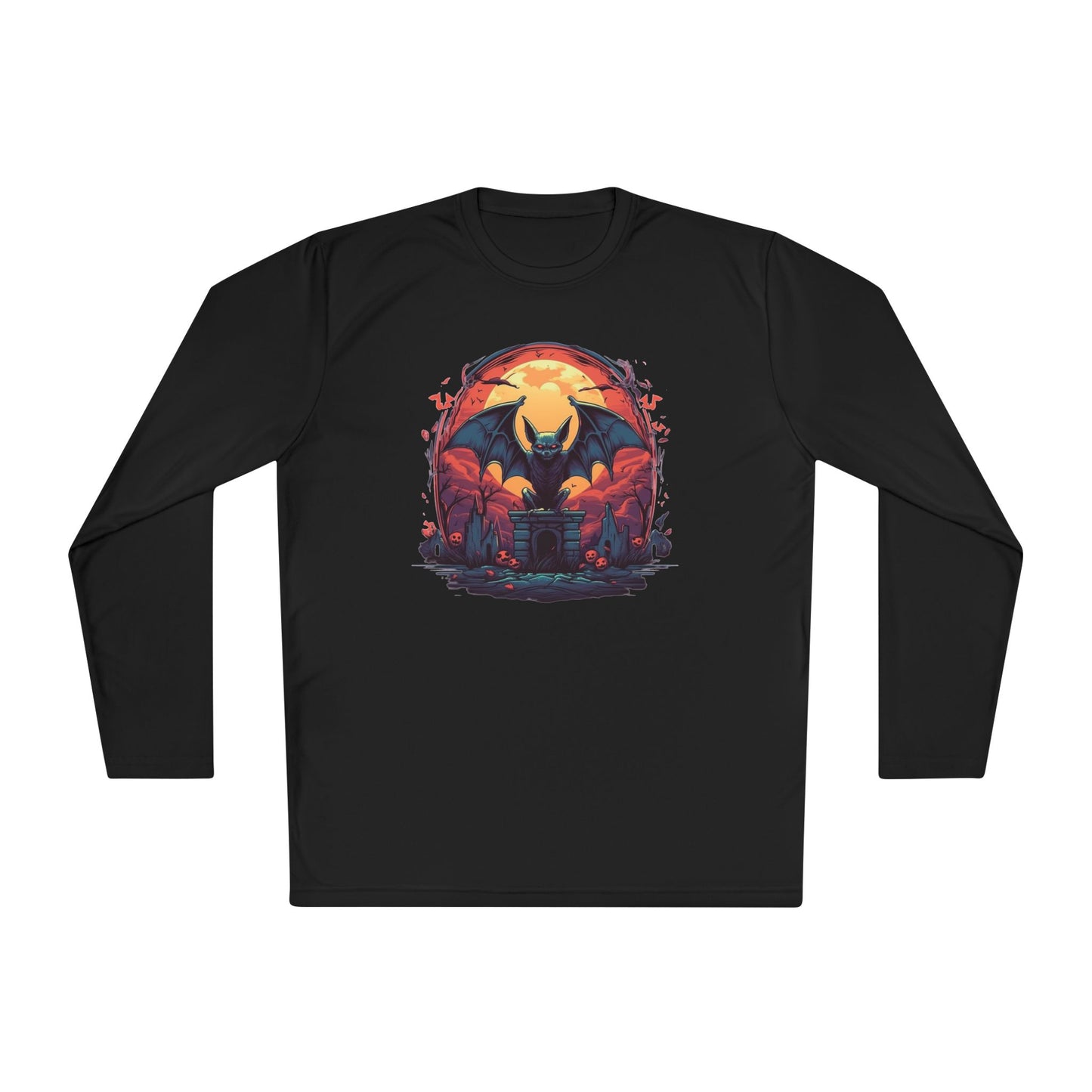 Creepy Bats Over Moon 14 Adult Long Sleeve Tee