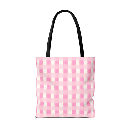 Dreamy Rose Gingham Canvas Tote Bag