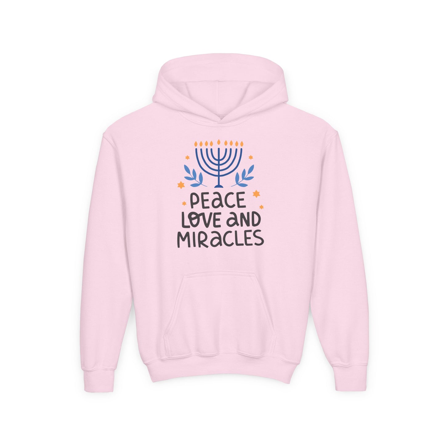 Hanukkah Peace Love & Miracles 1 Youth Hoodie