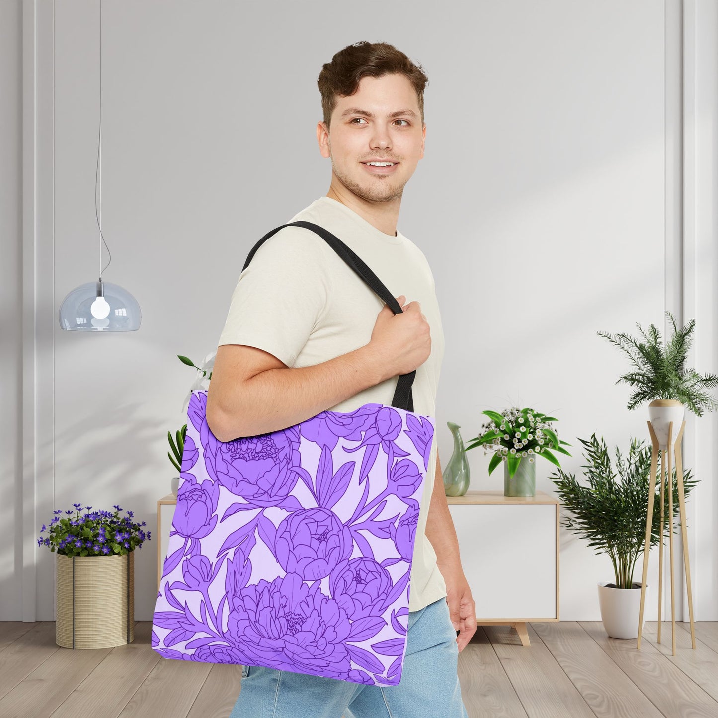 Lavender Peony Symphony Canvas Tote Bag