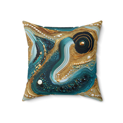 Gilded Ocean Veins Throw Pillow