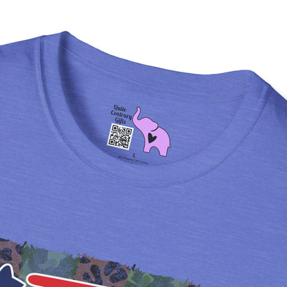 American Flag Over Camo Adult T-shirt