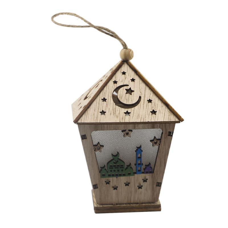 Small Wooden House Ramadan Lantern with LED lights