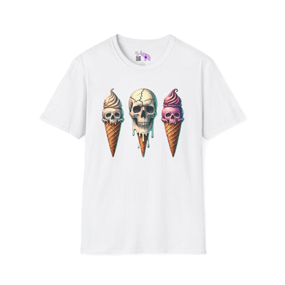 Ice Cream Cone Skull Adult T-shirt