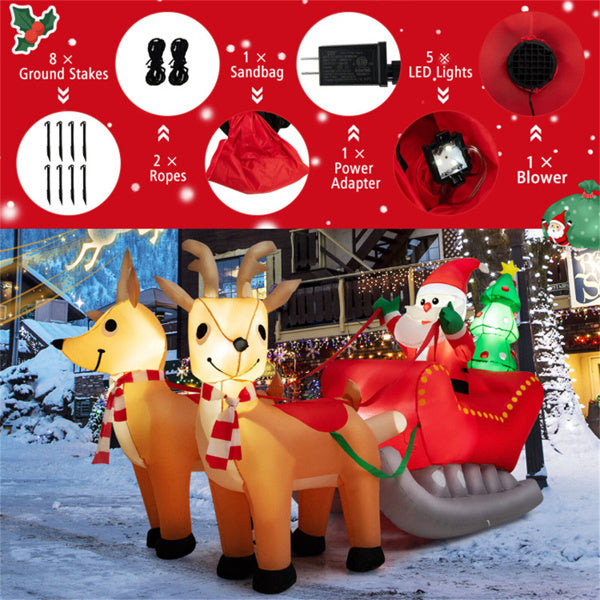 Lighted Inflatable Santa Riding Sled – 7.2FT Christmas Yard Decor