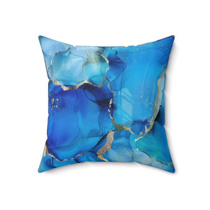 Turquoise Marble Print Throw Pillow
