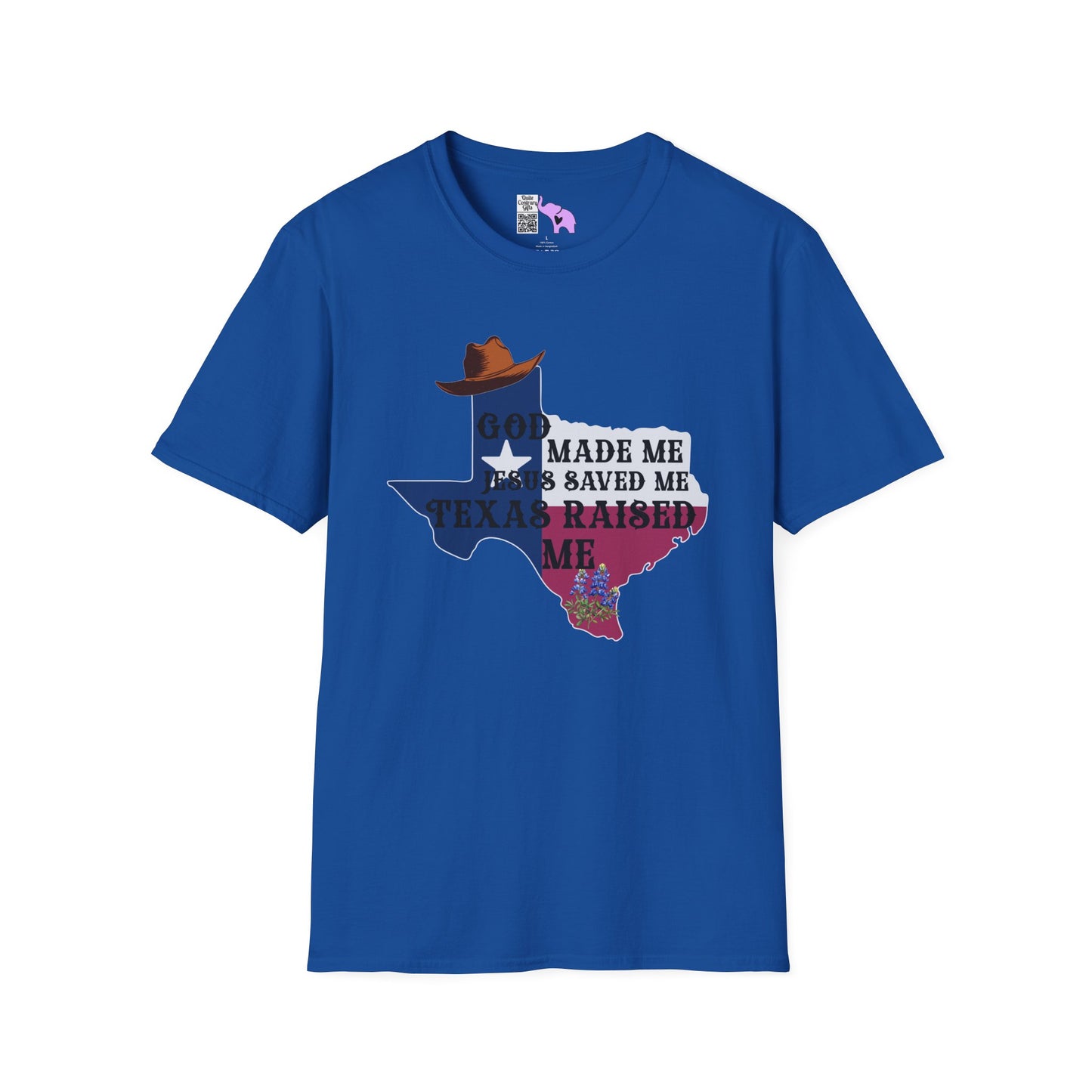 God Made Me Jesus Saved Me Texas Raised Me Adult T-shirt