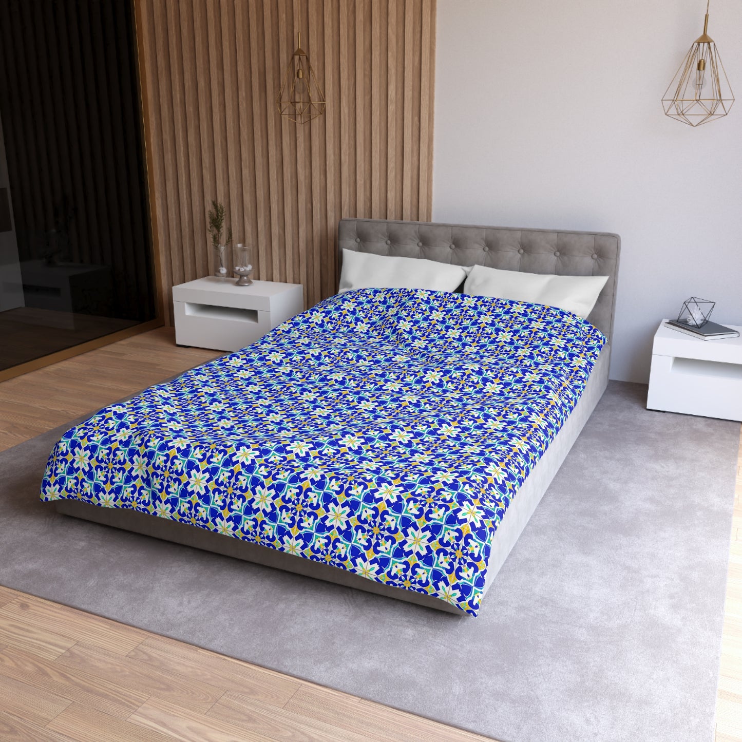 Blue Horizon Mosaic Microfiber Duvet Cover