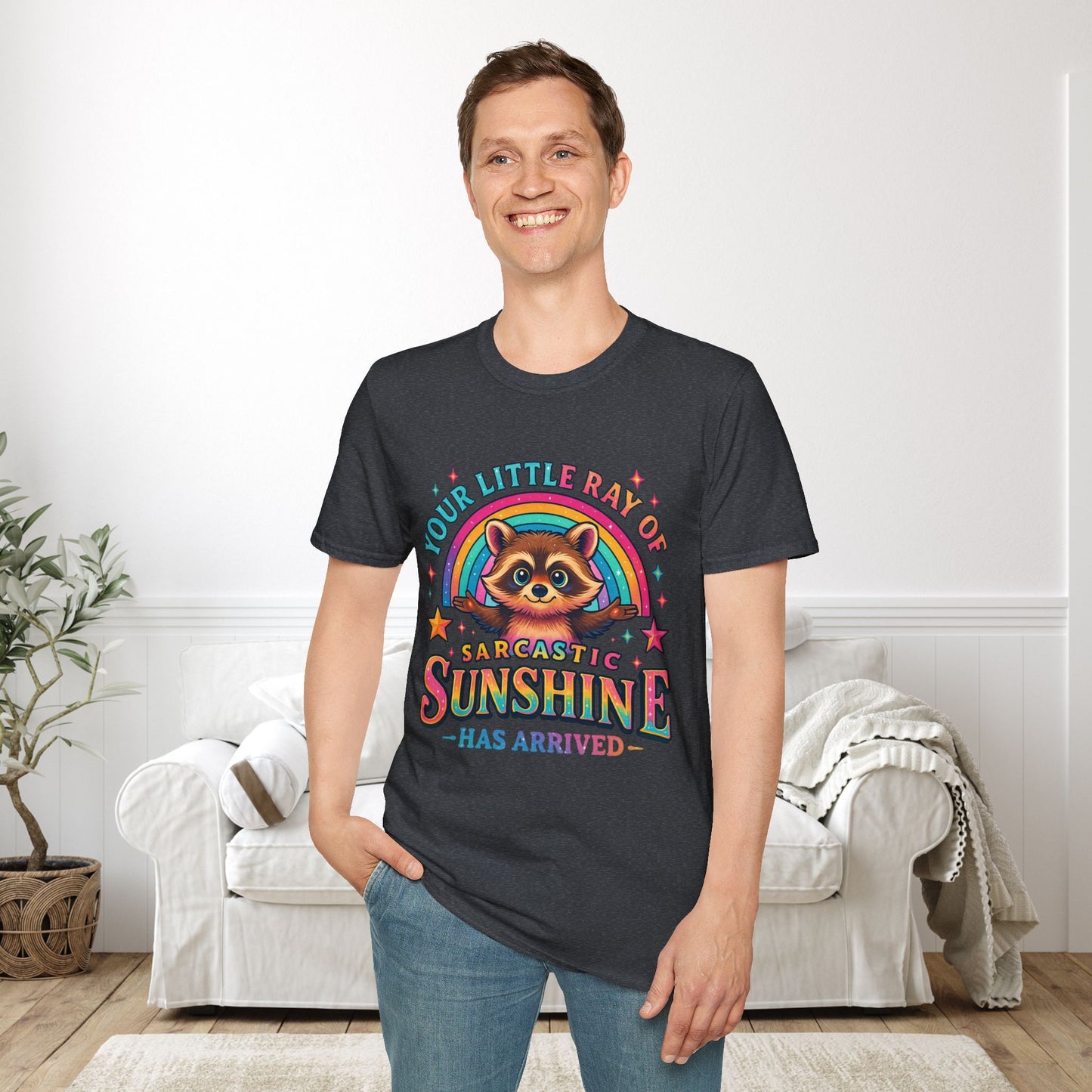 Your Little Ray of Sarcastic Sunshine is Here (Racoon) Adult T-shirt