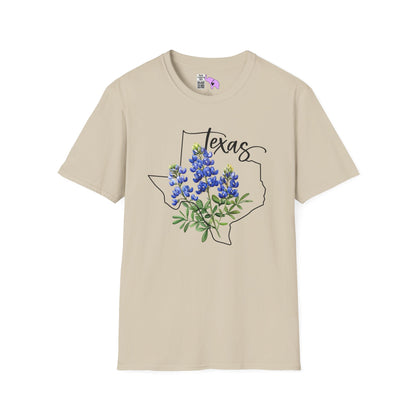 Texas Bluebonnets Outline Adult T-shirt