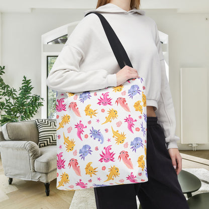 Axolotl Whimsy Canvas Tote Bag