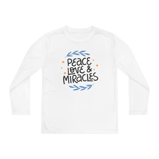 Hanukkah Peace Love & Miracles 2 Youth Long Sleeve Tee