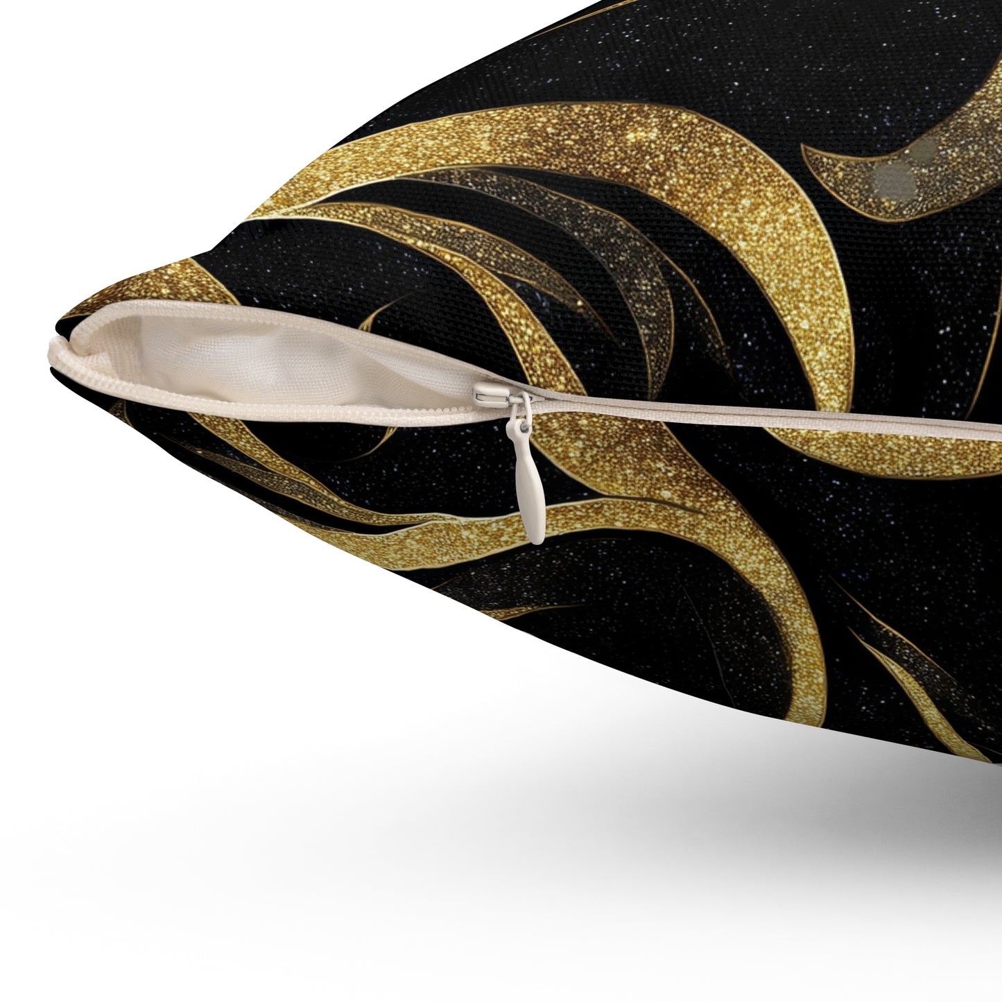 Golden Noir Swirl Throw Pillow