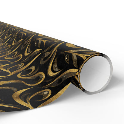 Golden Noir Swirl Wrapping Paper