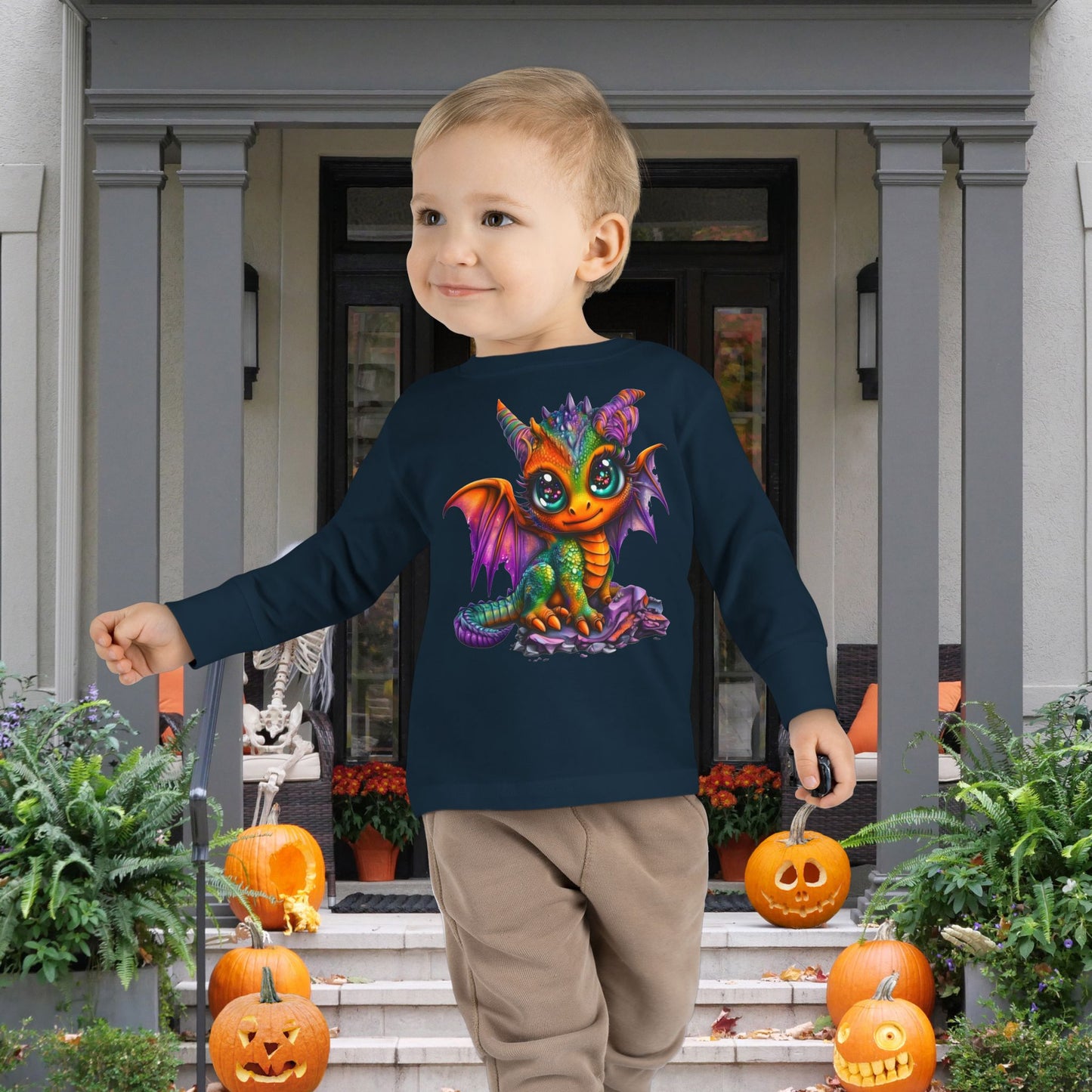 Colorful Baby Dragon Toddler Long Sleeve Tee