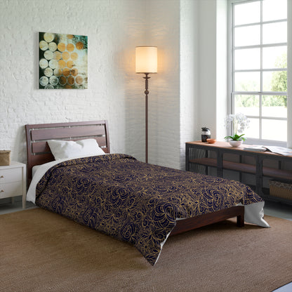 Golden Midnight Radiance Mandala Comforter
