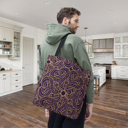 Golden Amethyst Radiance Mandala Canvas Tote Bag