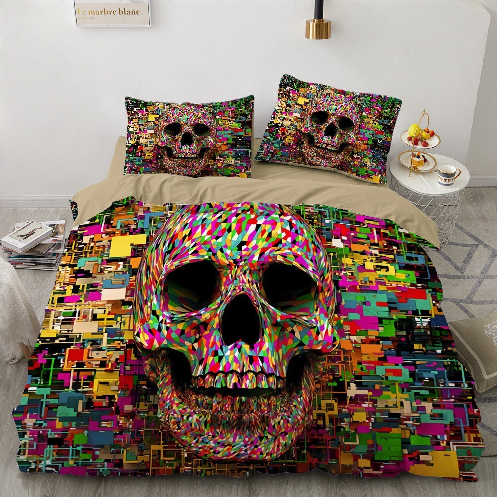 Bright & Colorful Skull Duvet w/Pillow Cases