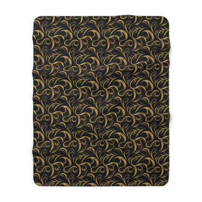 Golden Noir Swirl Fleece Blanket