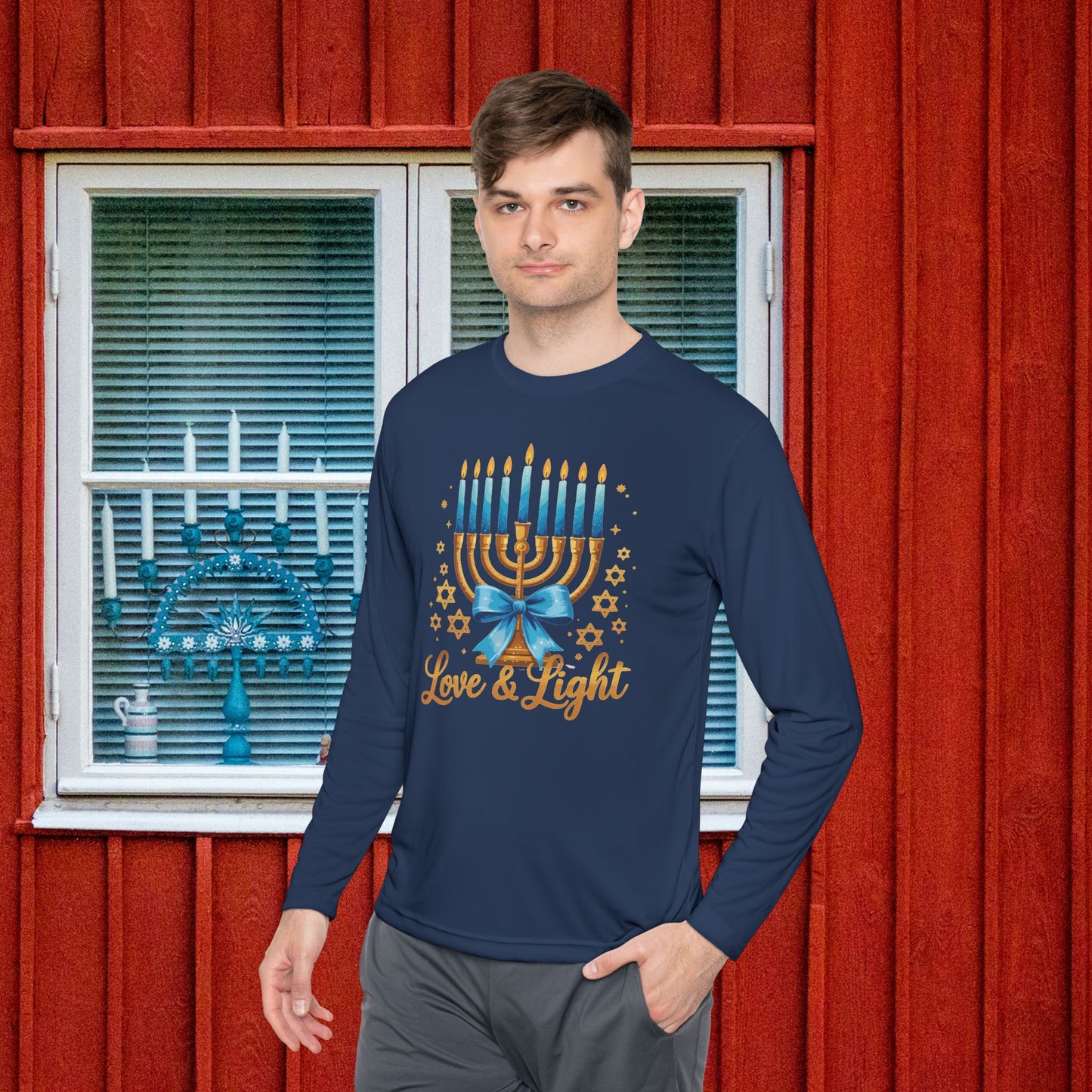 Love & Light Menorah Adult Long Sleeve Tee