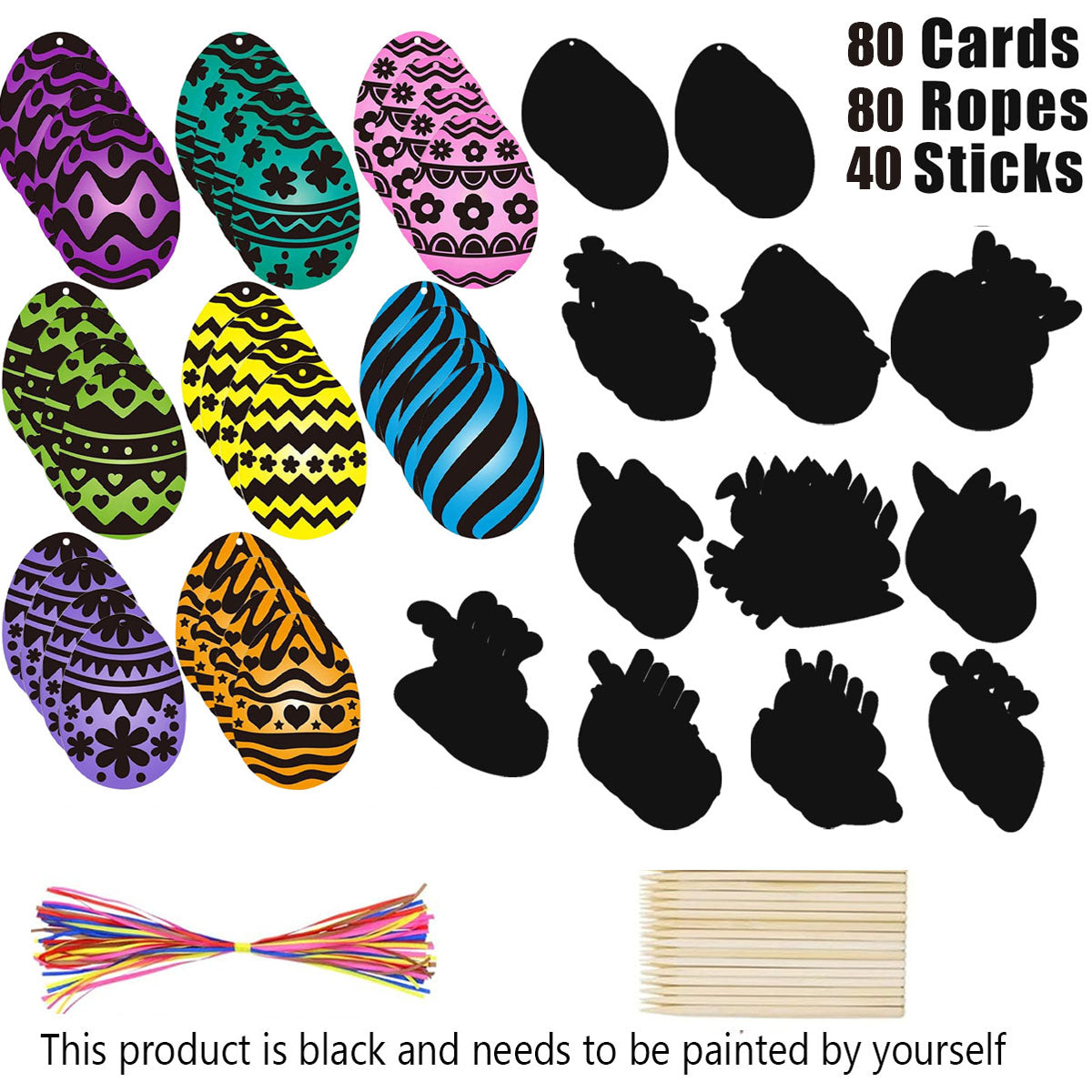 Easter Egg Scratch Art 80 Pcs Set