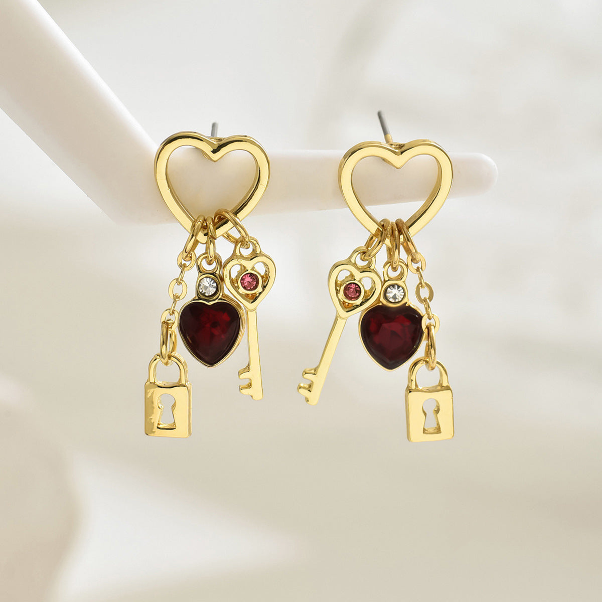 Love Earrings w/ Rhinestone Lock Series Earrings