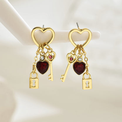 Love Earrings w/ Rhinestone Lock Series Earrings