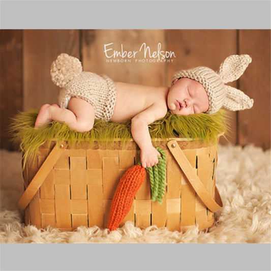 Newborn Easter Bunny Handmade Wool Knitting Sweater Set