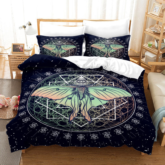 Dark Gothic Duvet Cover Set – Gothic Moths, Skeletons & Alternative Bedding Collection