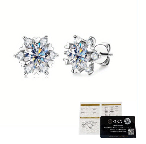 925 Sterling Silver Moissanite Sunflower Earrings