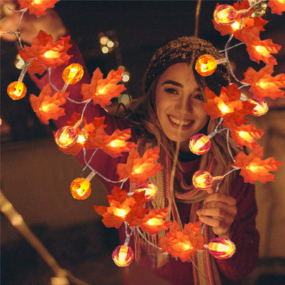 Maple Leaf & Pumpkin String Light Set