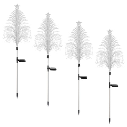 Solar Fiber Optic Christmas Tree Lights 4-Pack with Star Topper – Outdoor LED
