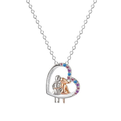 Couple Necklace w/Colorful Rhinestones Heart-shaped Necklace