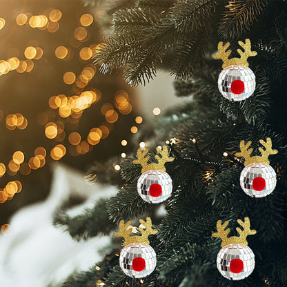 Silver Mirror Reindeer Ornament Set (5 Pcs)