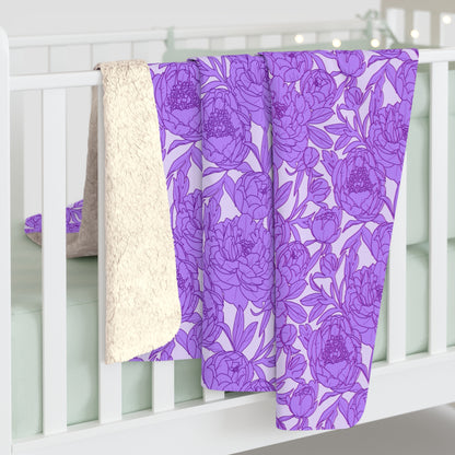 Lavender Peony Symphony Fleece Blanket