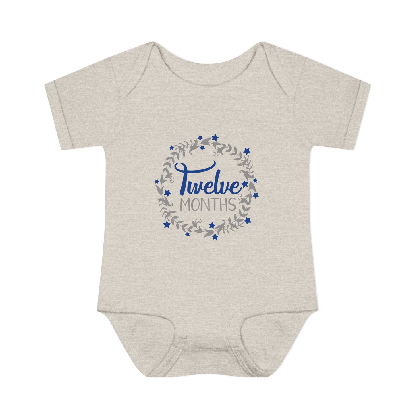 Blue Milestone Wreath Onesie-Twelve Months