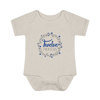 Blue Milestone Wreath Onesie-Twelve Months