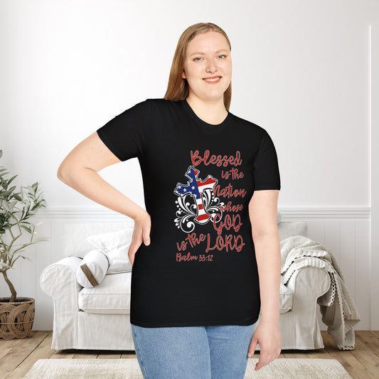 Blessed Is The Nation Whose God Is The Lord Adult T-shirt