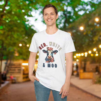Red, White, & Moo Adult T-shirt