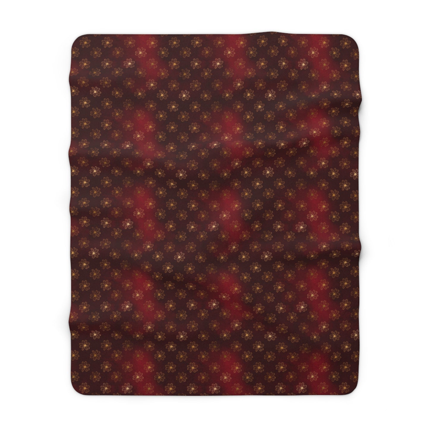 Crimson Gilded Daisies Fleece Blanket
