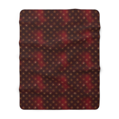 Crimson Gilded Daisies Fleece Blanket