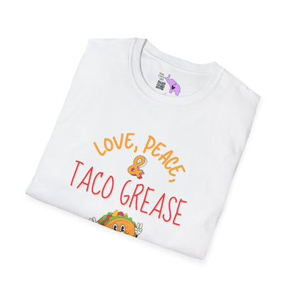 Love, Peace, & Taco Grease Adult T-shirt