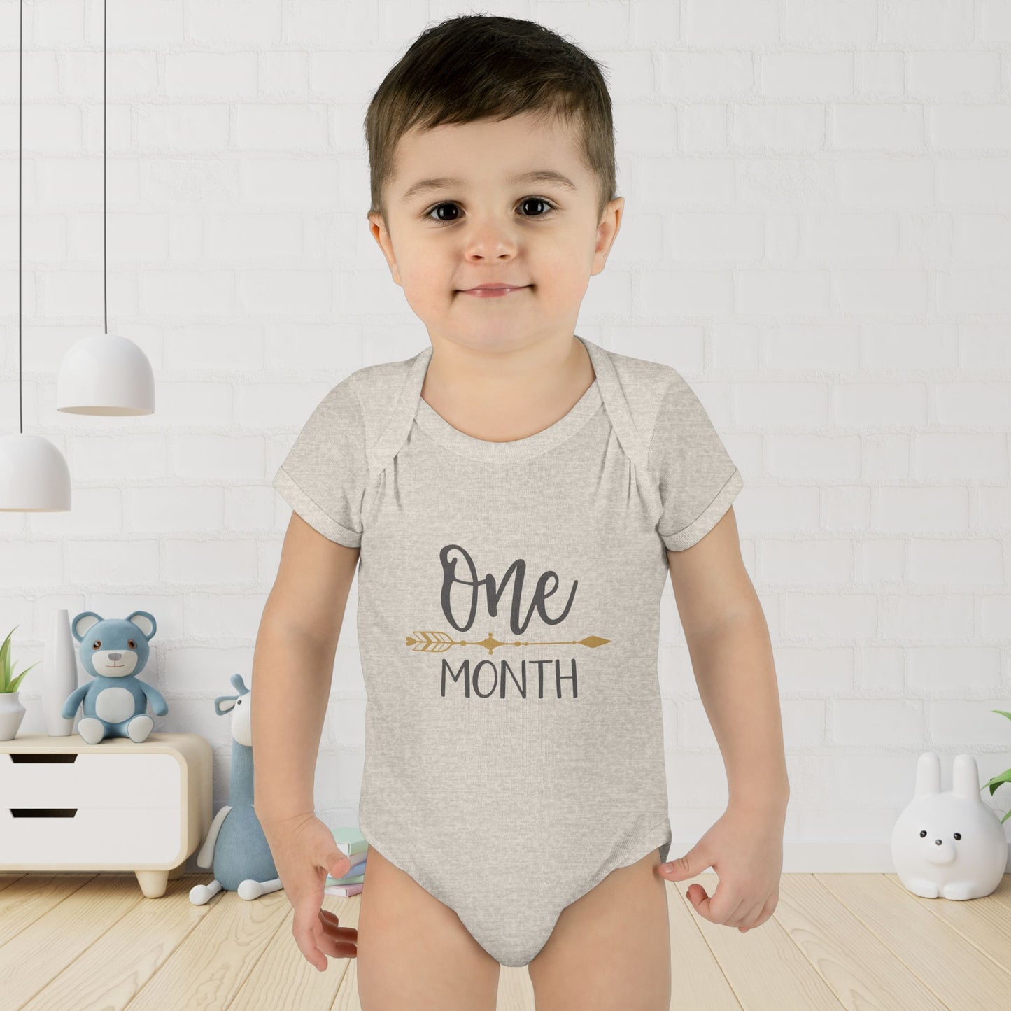 Golden Arrow Milestone Baby Bodysuit-One Month