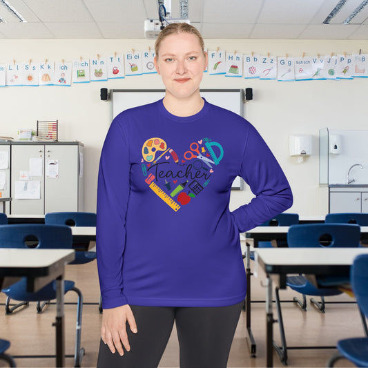Teacher Supply Heart Adult Long Sleeve Tee