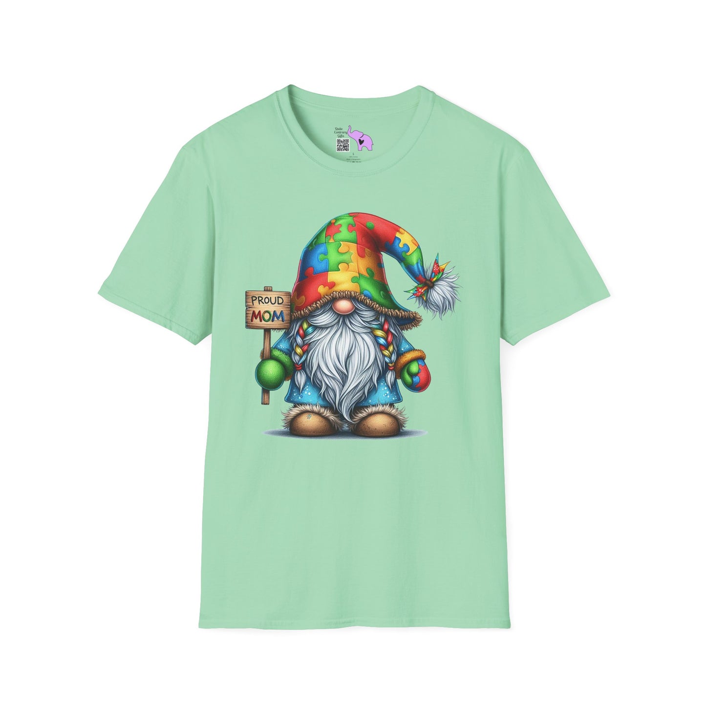 Proud Mom (Autism Awarness Gnome) Adult T-shirt